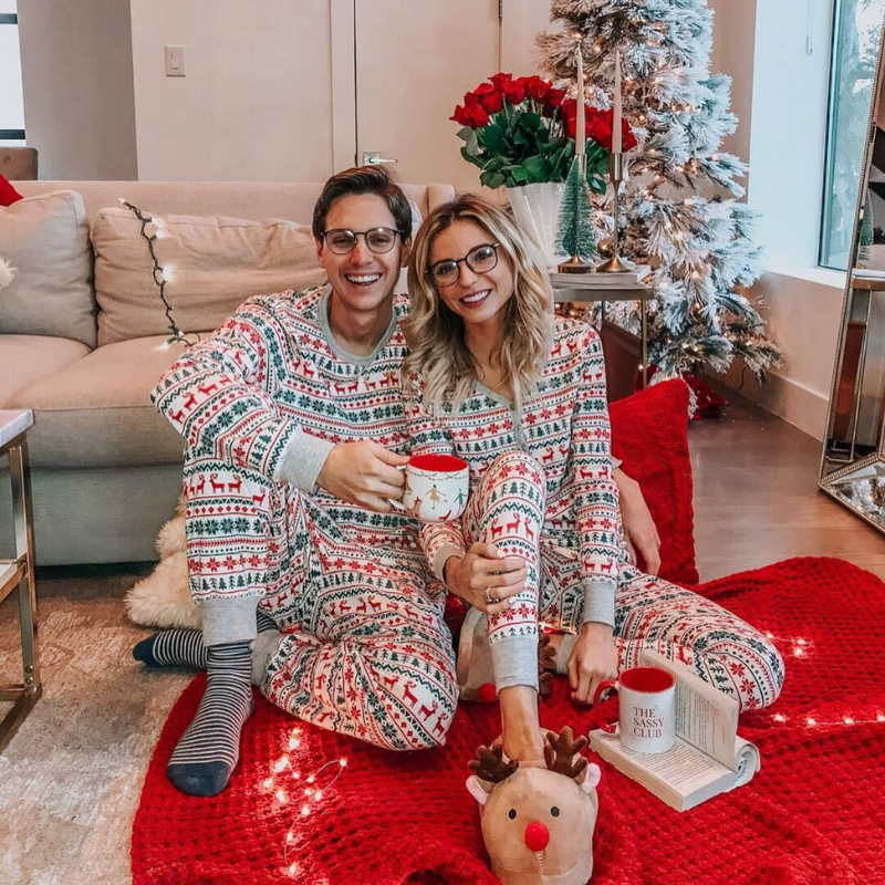 Couple Matching Christmas Pajama Set - front view