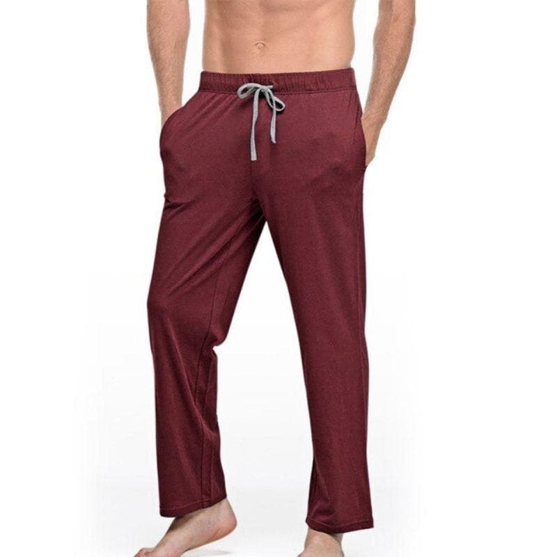 Men's Loose-Fit Cotton Pajama Pants with Pockets - front view