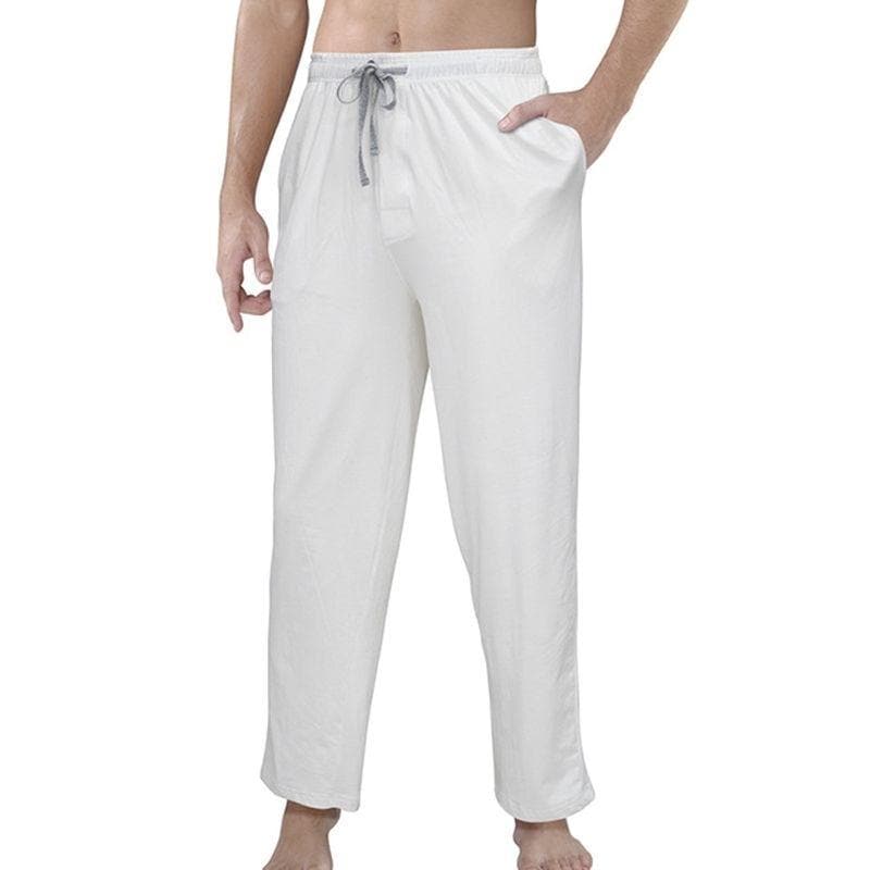 Men's Loose-Fit Cotton Pajama Pants with Pockets - fabric detail