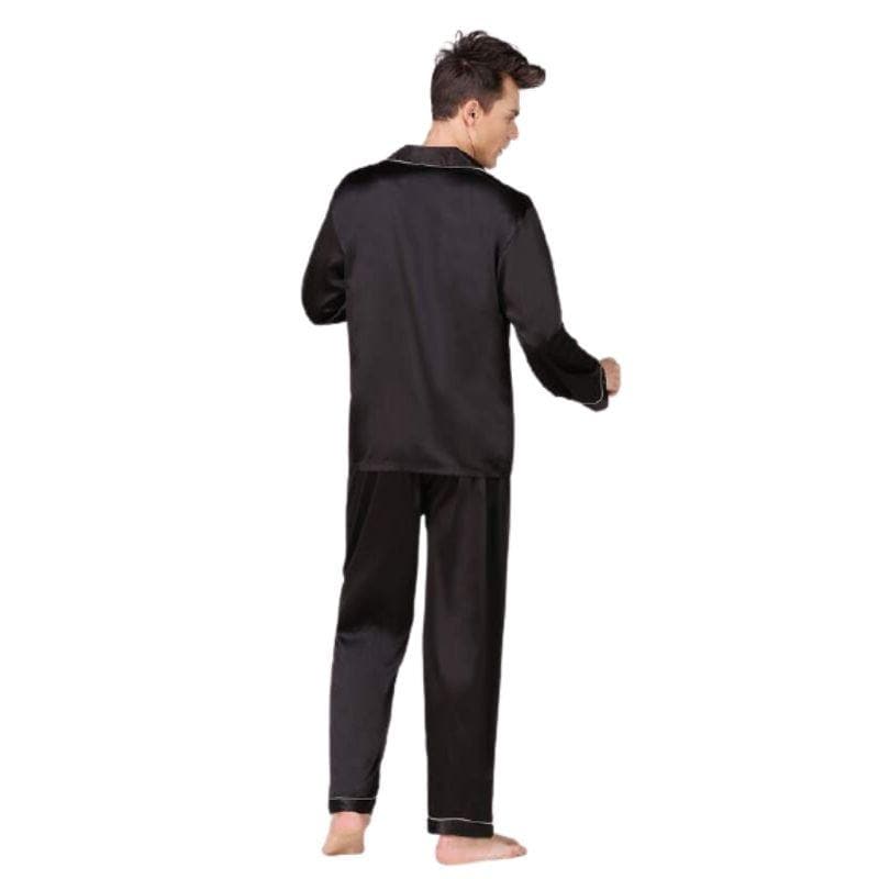 Men's Long-Sleeve Silk Pajama Set - model wearing