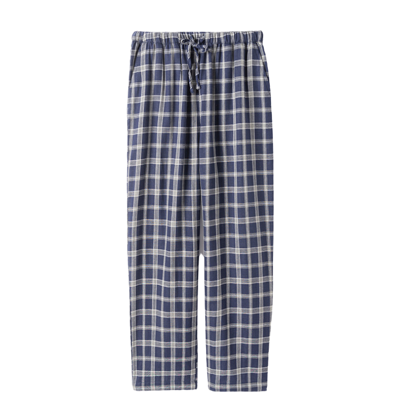 Men's Navy Blue Grid Pajama Set - front view