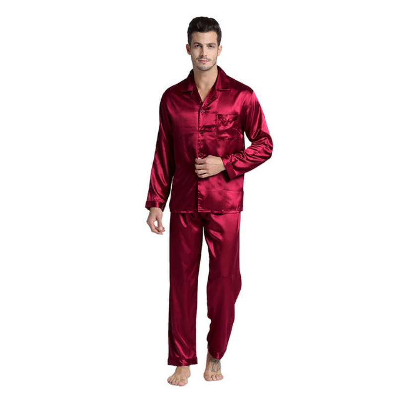 Men's Silk Pajama Set - front view