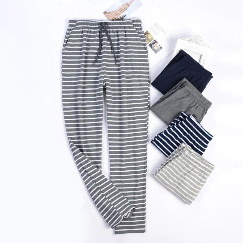 Men's Striped Cotton Pajamas - front view