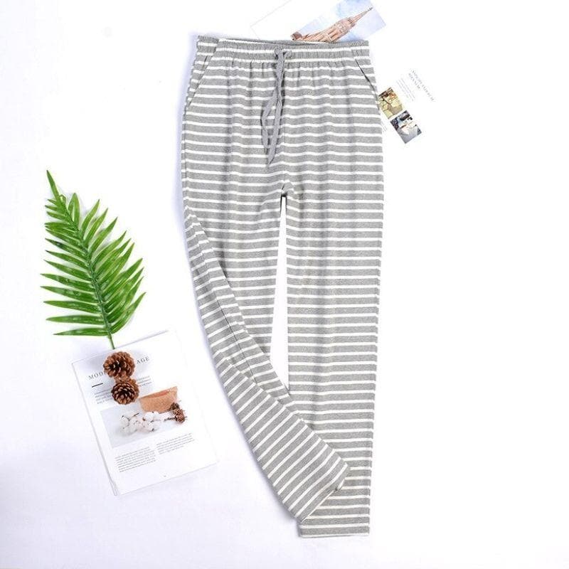 Men's Striped Cotton Pajamas - model wearing