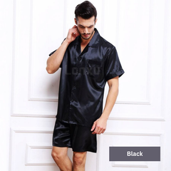 Men's Pure Silk Button-Up Pajama Set - front view