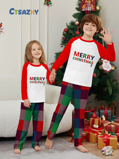 Merry Christmas letter print Matching Family Pajamas Set - fabric detail