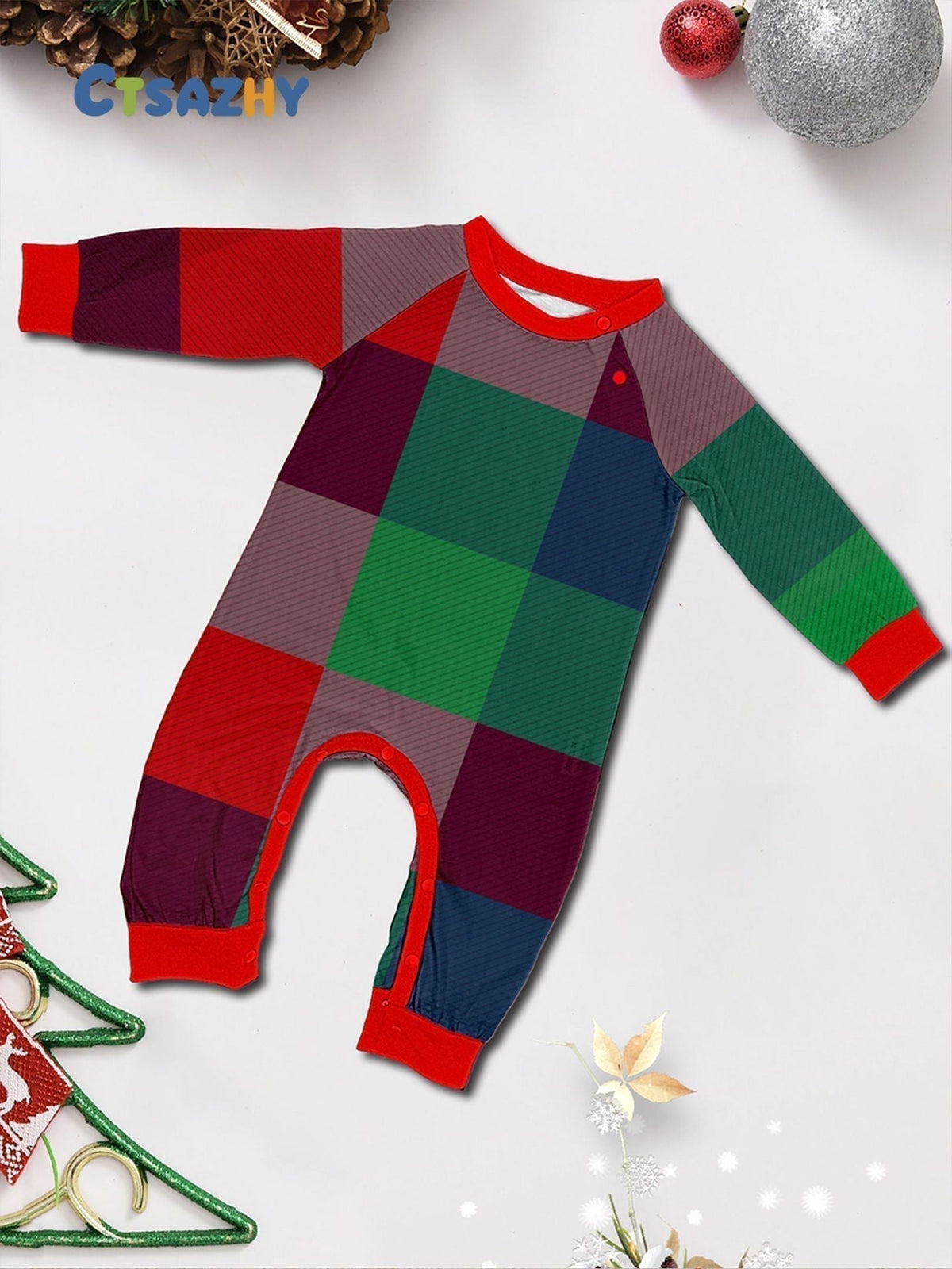 Merry Christmas letter print Matching Family Pajamas Set - side view