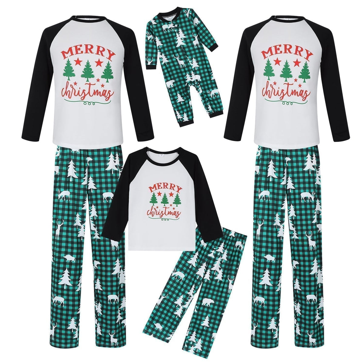 Merry Christmas Check Family Pajama Set - model wearing