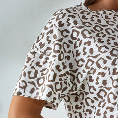 Mew Leopard Print Shorts Set - front view