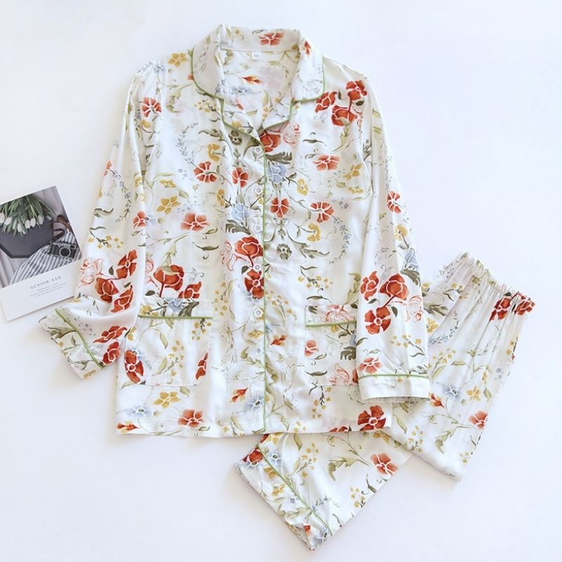 Morning Glory Floral Pajama Set - front view