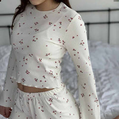 Long Sleeve Knitted Shorts Lounge Set - back view
