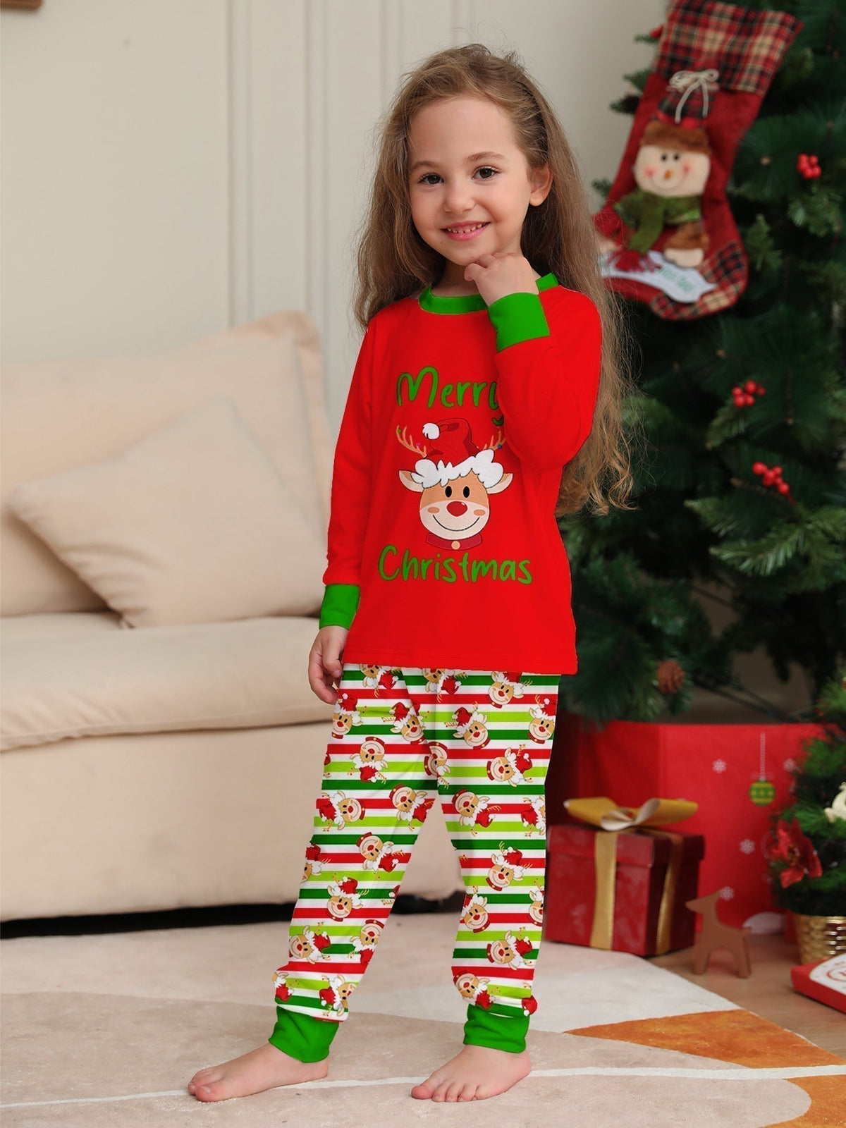 Christmas Reindeer Family Pajama Set - fabric detail