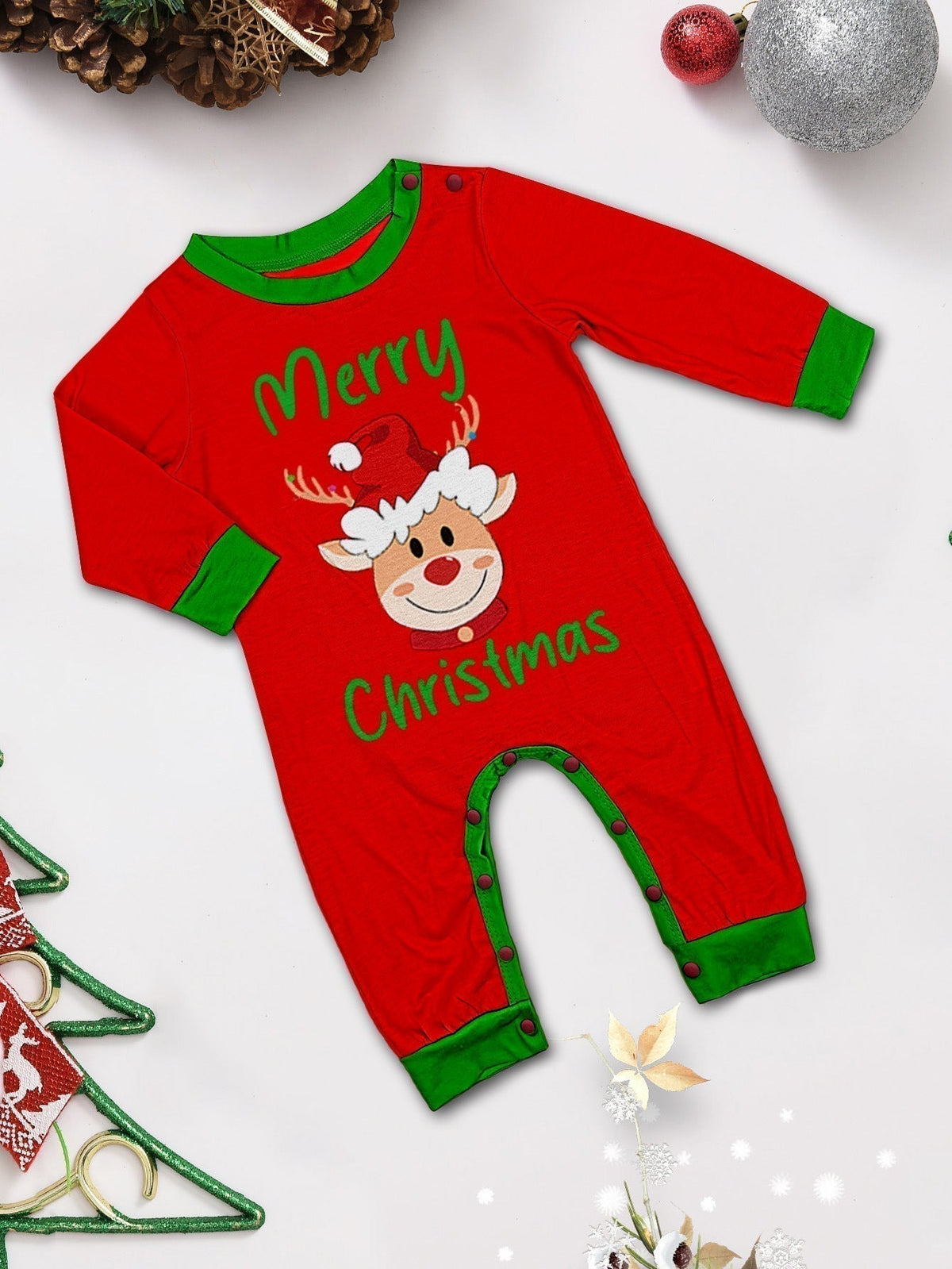 Christmas Reindeer Family Pajama Set - model wearing