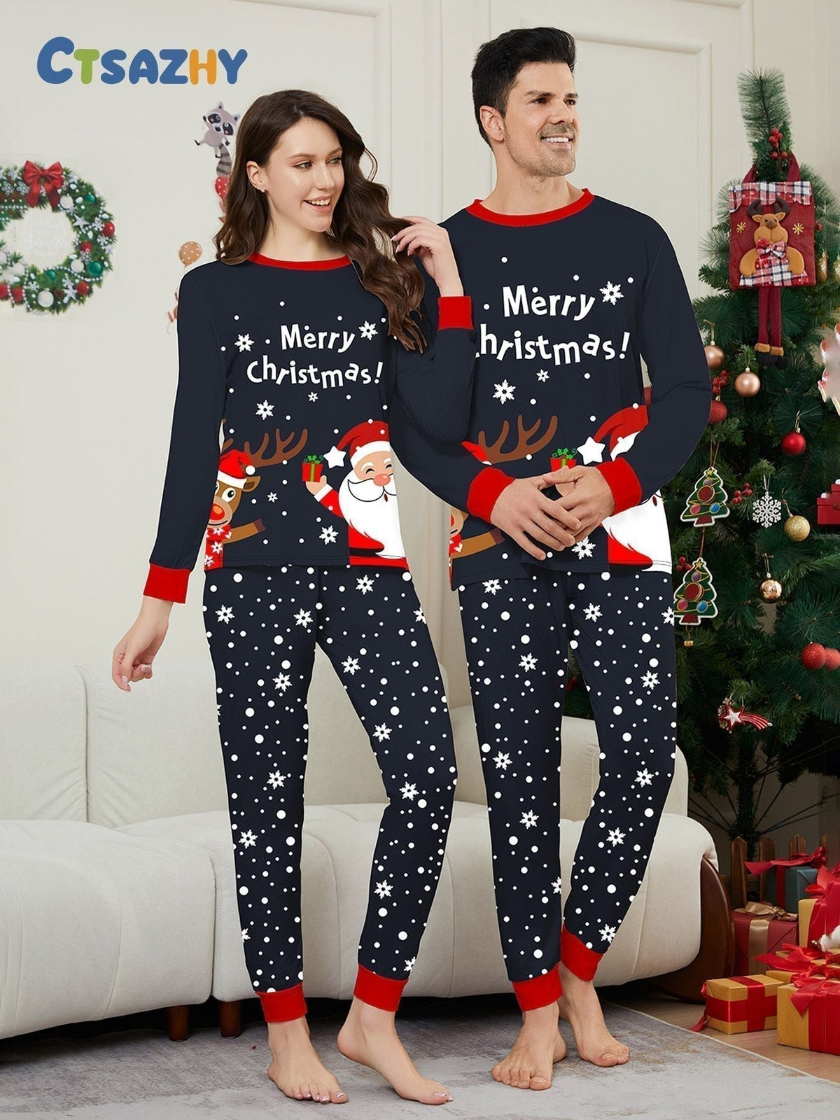 Merry Christmas Snowflake Family Pajama Set - back view
