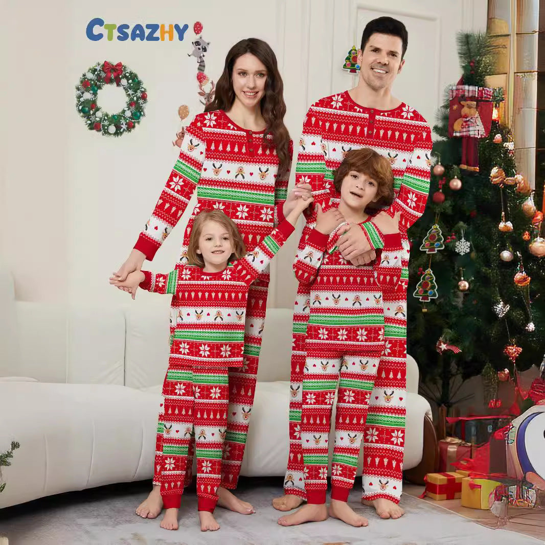 Christmas Deer Head Family Pajama Set - front view