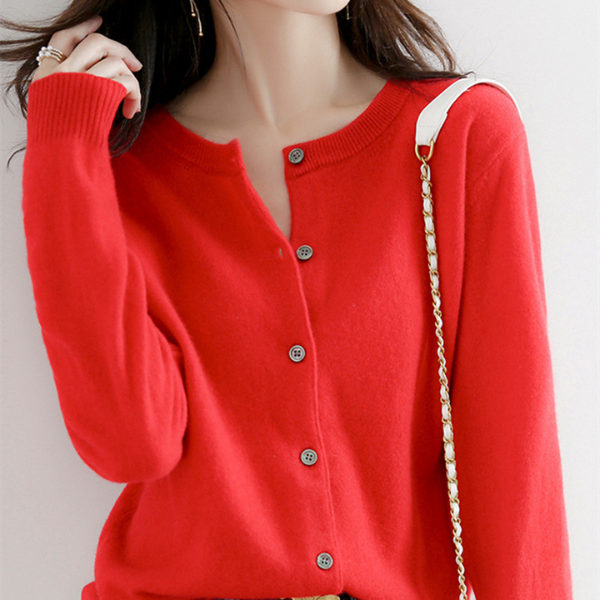 Cashmere Winter Cardigan - model wearing