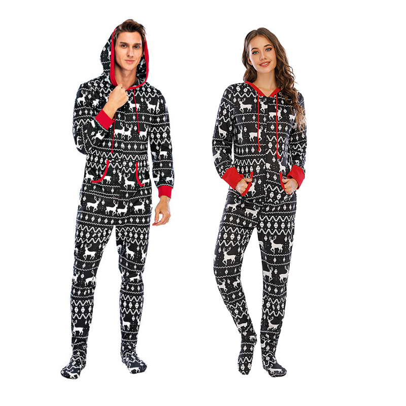 Matching Couple Onesie Pajama Set - front view
