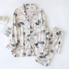 Owl Print Pajama Set - front view