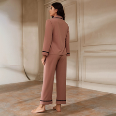 Peach Cotton Long Sleeve Pajama Set - back view