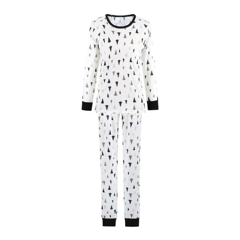Women's Pine Tree Print Pajama Set - front view