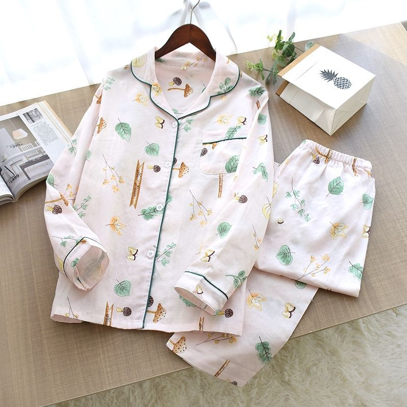 Pink Forest Print Pajama Set - front view