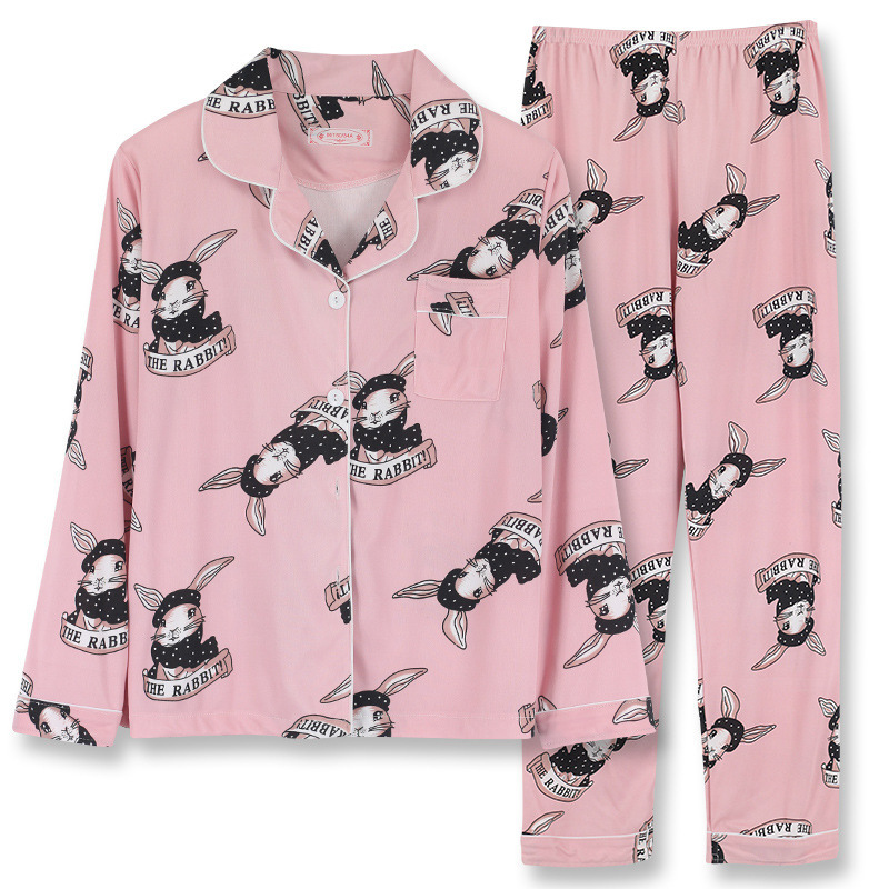 Pink Rabbit Pajama Set - front view