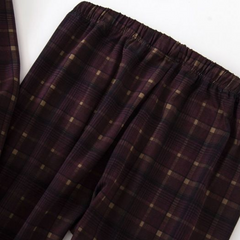Plaid Cotton long Sleeve Pajamas Set - fabric detail