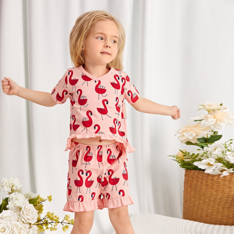 Girls' Printed Pajama Shorts Set - front view