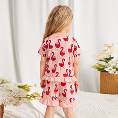 Girls' Printed Pajama Shorts Set - model wearing