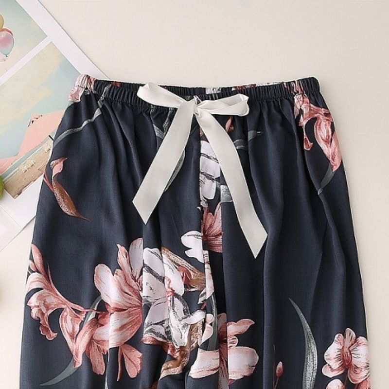Blue Spring Floral Pajama Set - back view