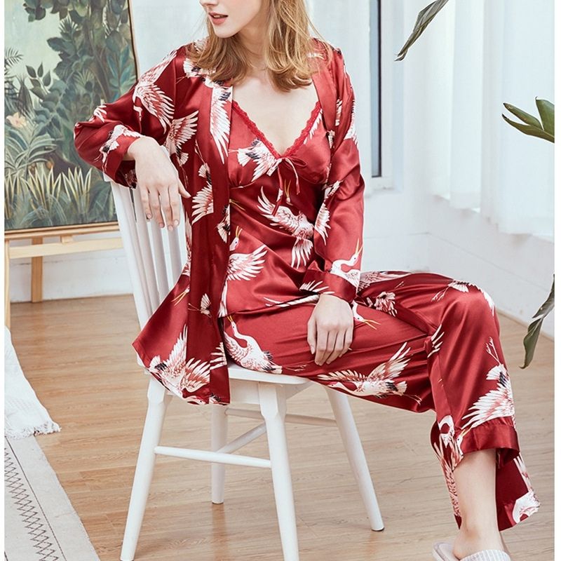 Red Flamingo 3-Piece Pajama Set - back view