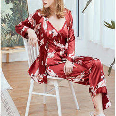 Red Flamingo 3-Piece Pajama Set - back view