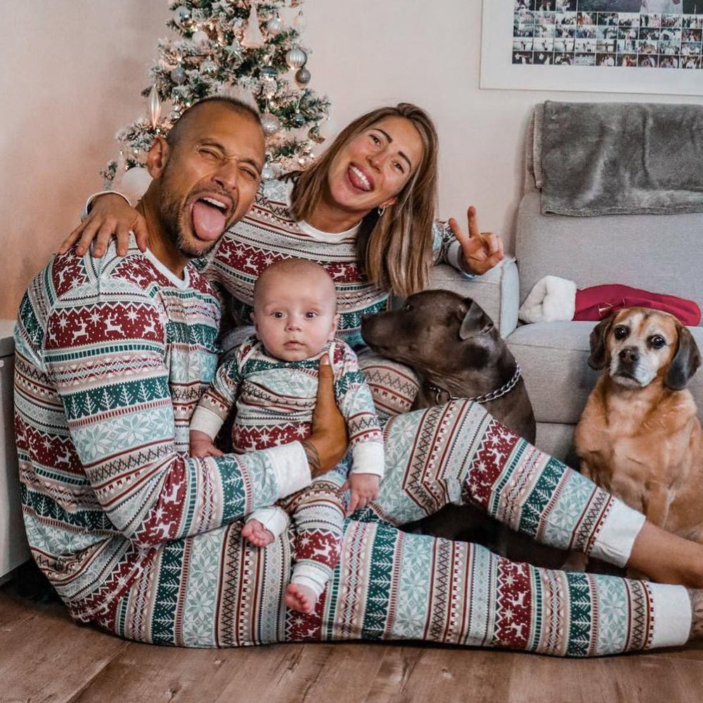 Elegant Christmas Family Pajama Set - model wearing