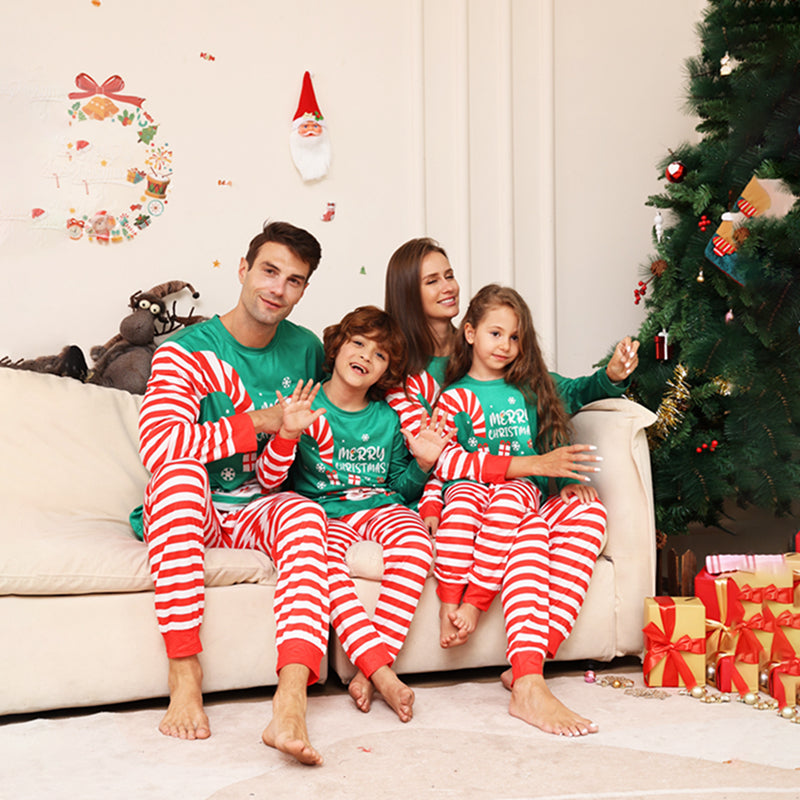 Santa Striped Family Matching Pajamas - model wearing