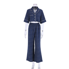 Polka Dot Wide-Leg Short Sleeve Pajama Set - side view