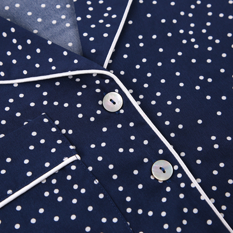 Polka Dot Wide-Leg Short Sleeve Pajama Set - front view