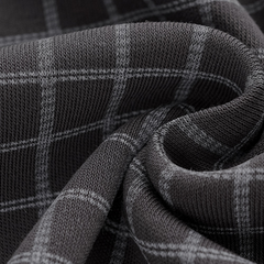 Men's Gray Plaid Short-Sleeve Pajama Set - fabric detail