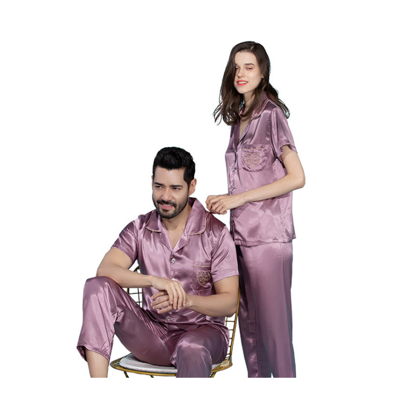 Couple's Silk Pajama Set - front view