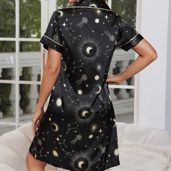 Black Cardigan-Style Pajama Set - side view