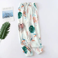 Women's 100% Cotton Floral Pajama Bottoms - front view