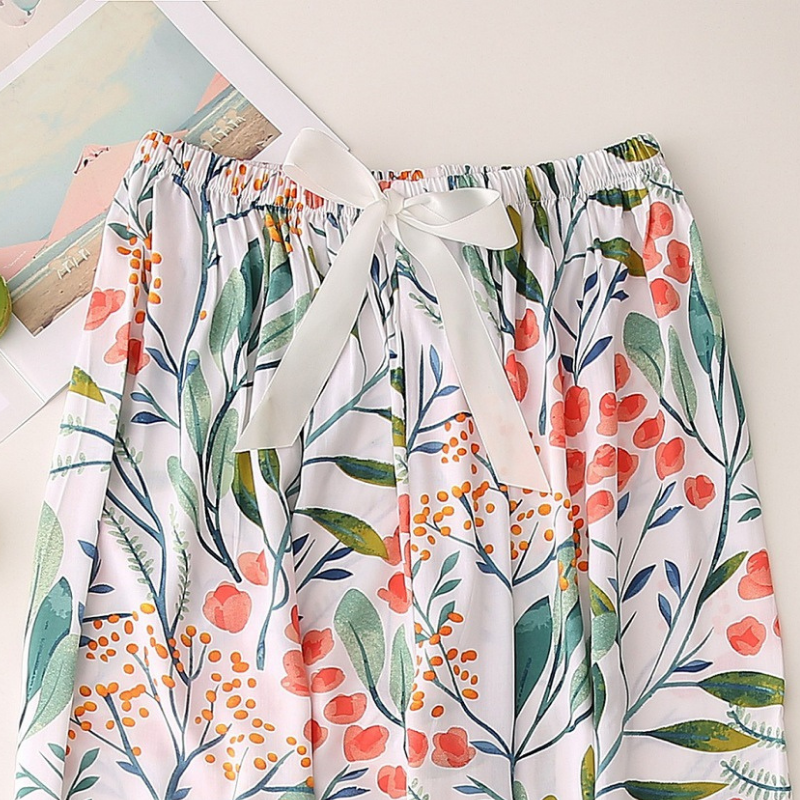 Women's White Floral Pajama Set - back view