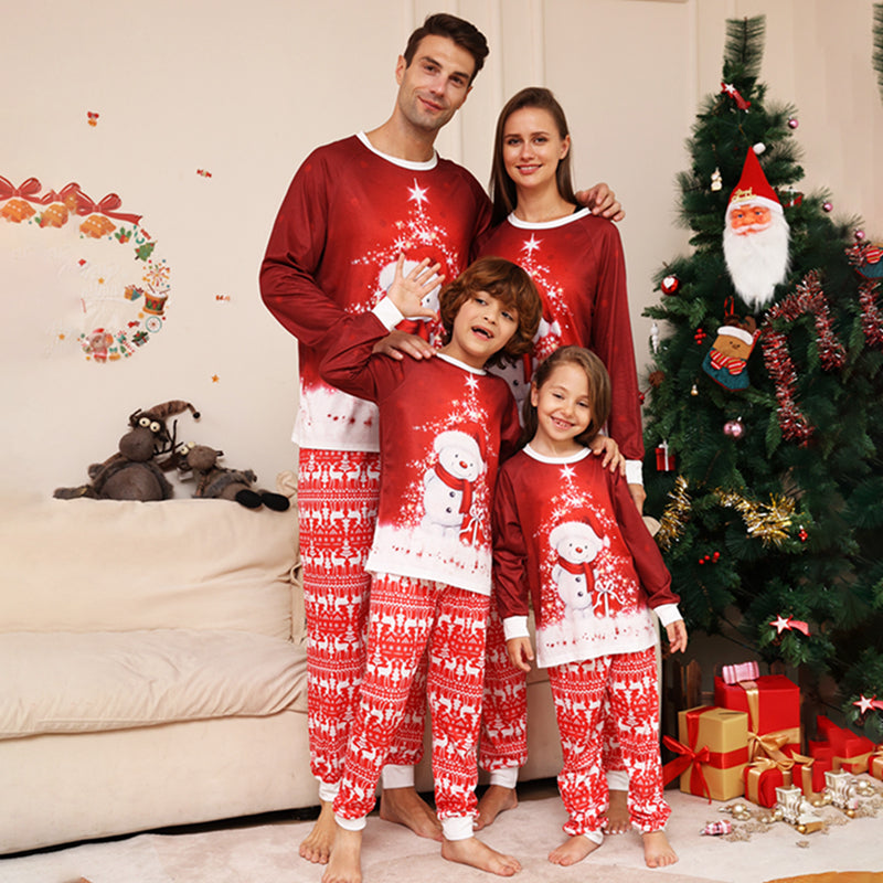 Snowman Family Matching Christmas Pajamas - model wearing