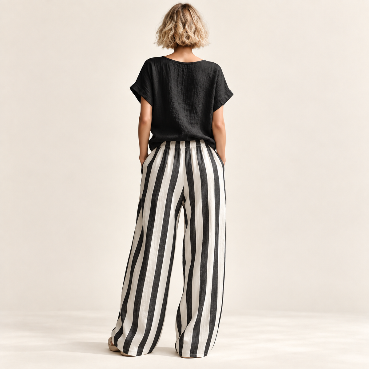 Sorrento Stripe Wide-Leg Lounge Set - lifestyle shot