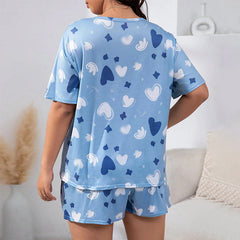 Plus Size Sweat-Absorbent T-Shirt and Shorts Set - back view