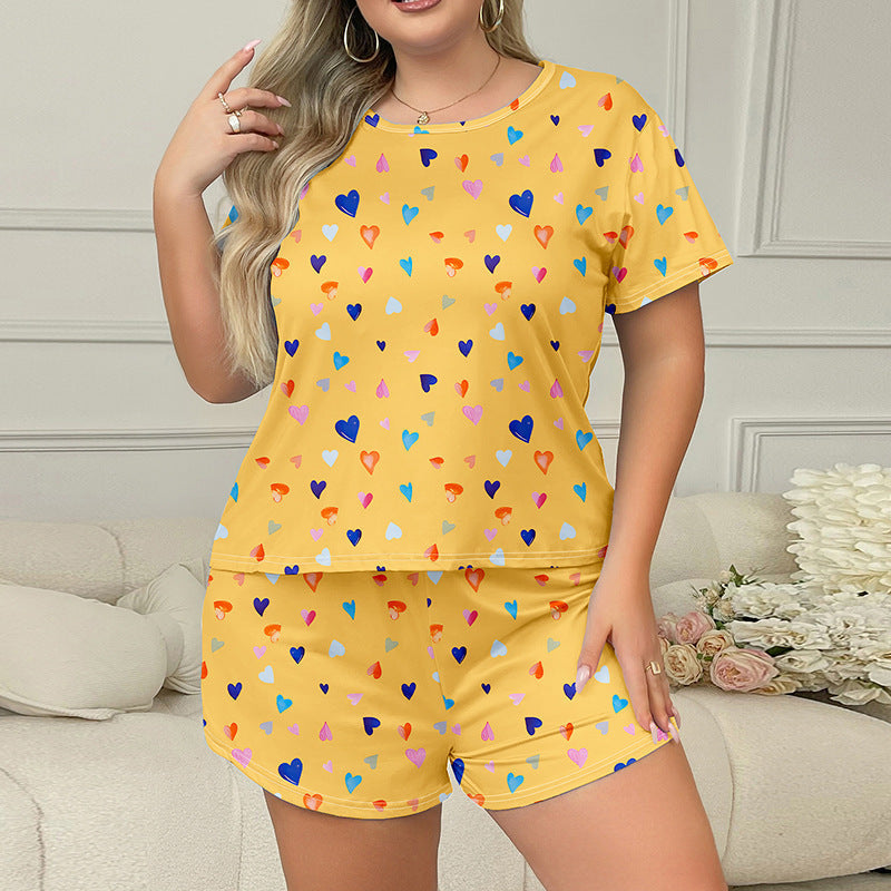 Plus Size Sweat-Absorbent T-Shirt and Shorts Set - model wearing