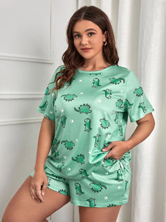Plus Size Sweat-Absorbent T-Shirt and Shorts Set - close-up detail