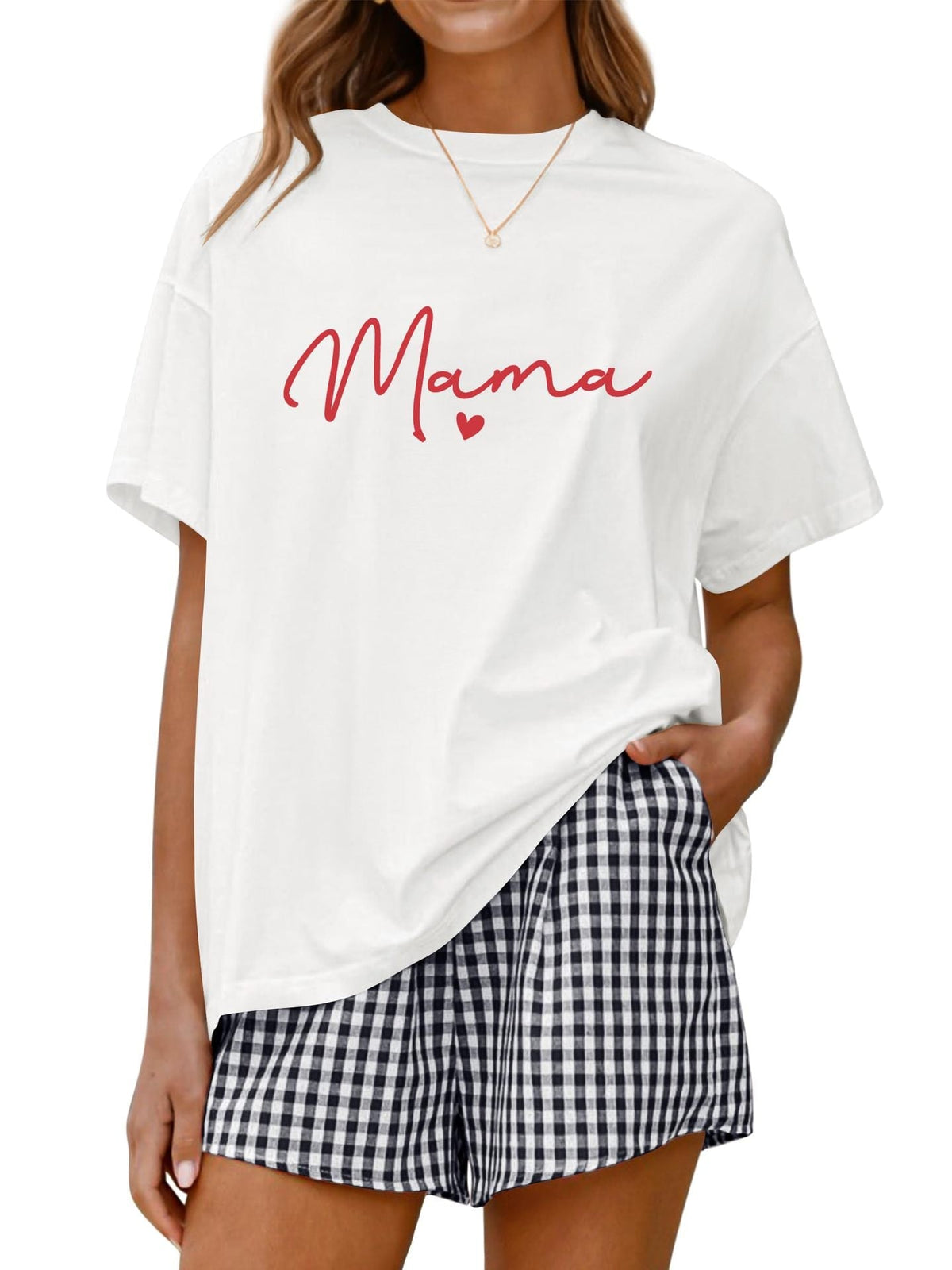 Women's Summer Pure Cotton Shorts Pajama Set - model wearing