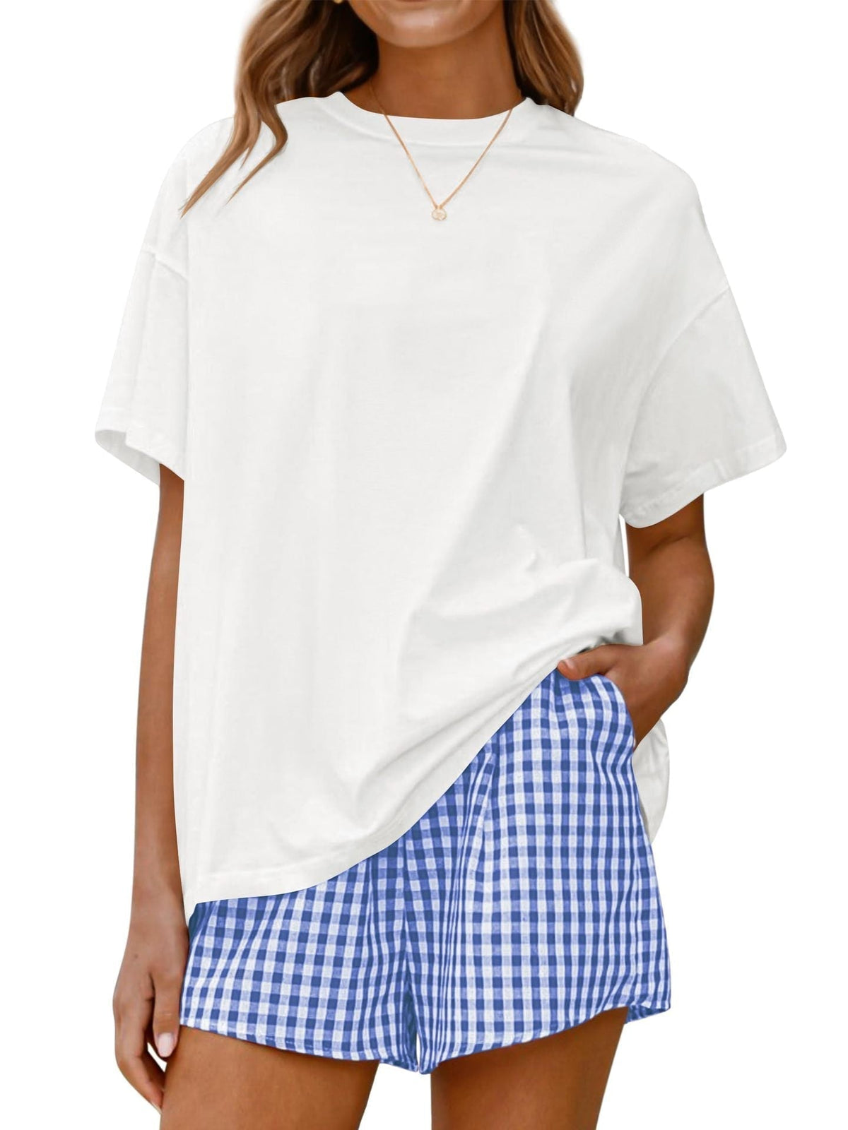Women's Summer Pure Cotton Shorts Pajama Set - side view