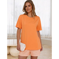 Women's Summer Pure Cotton Shorts Pajama Set - waistband detail