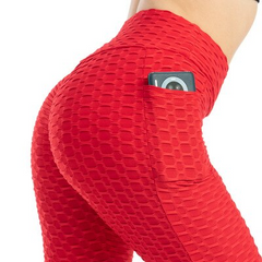Women's Honeycomb Leggings with Side Pocket - fabric detail
